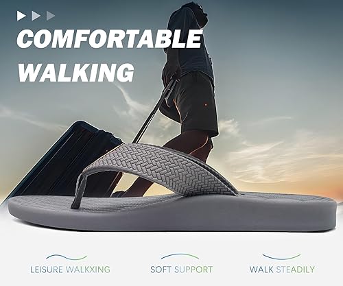 Miniatura 8 de KuaiLu - Sandalias para hombre, con soporte de arco, cómodas, impermeables, punta abierta, para verano, playa, de cuero, sandalias tipo pata de