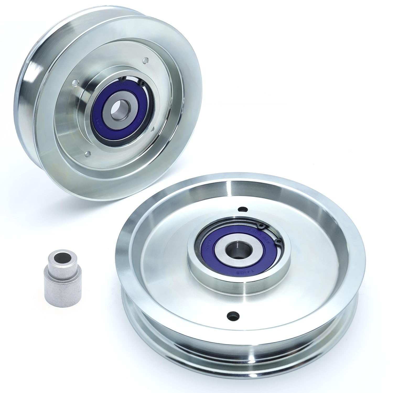 2 Pulley Kit BIGBearing Solid Steel Billet Idler Pulley Plus Spacer Bushing 126-9189 126-9196 1-633456 for Exmark Lazer Z Pioneer Radius 6-3/4"x1-5/8 Stationary Idler, 6-1/4" Tensioner E, X & S-Series
