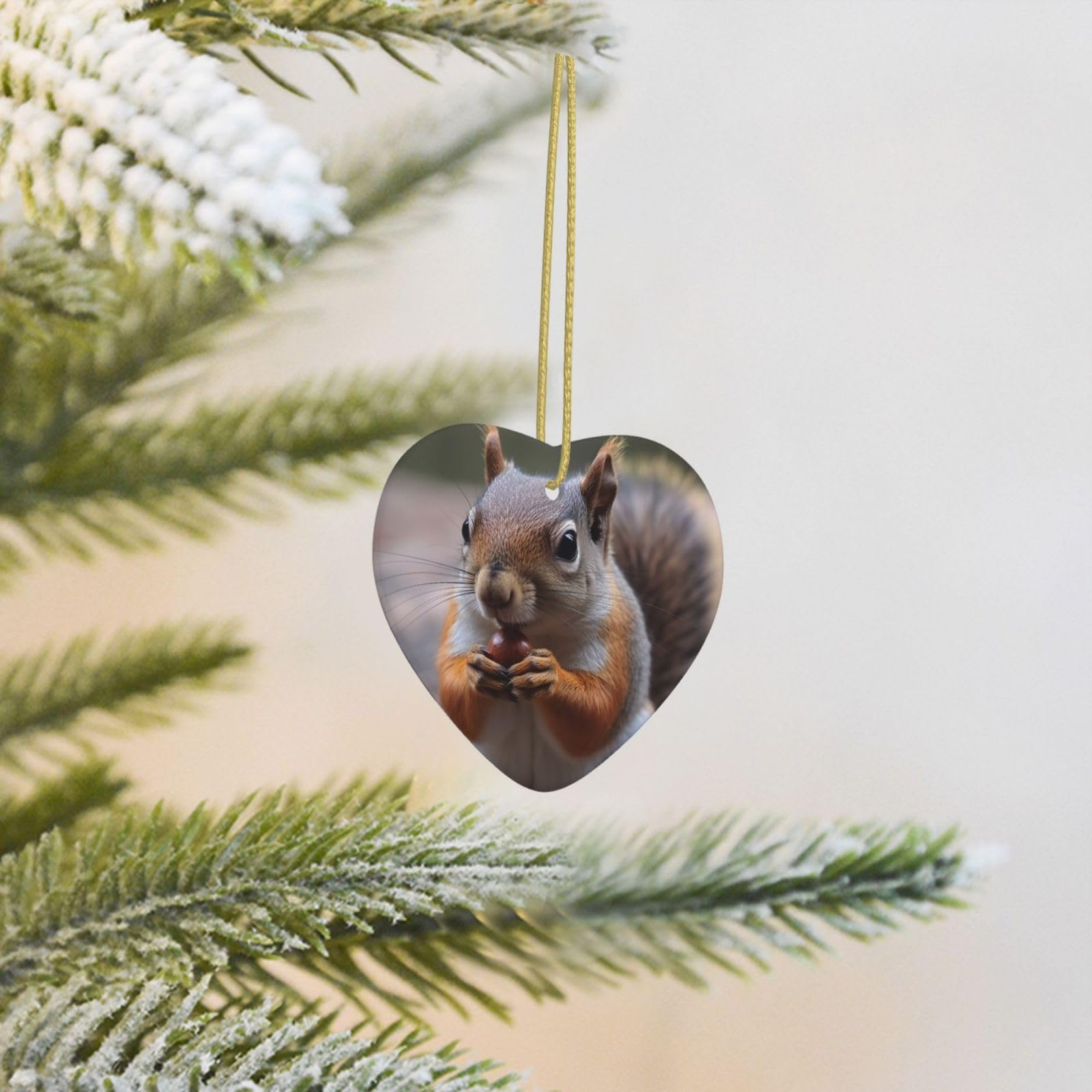 2025 Christmas Tree Decoration Hanging Heart Ornament Cute Squirrel Ceramic Ornaments Christmas Tree Decorations Round Pendants for Xmas Tree Winter New Year Party Supplies