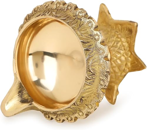 Miniatura 5 de Zap impex Tradicional Latón Aceite Lámpara Luz Latón Profundo Diya Lámpara de Aceite India Diwali Puja Lámpara Kuber Tortuga Diya (1)