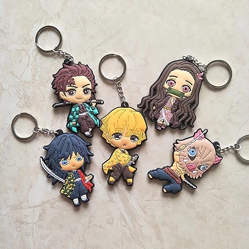 Miniatura 2 de OUTOFGAS Llavero de anime de dibujos animados Tanjirou Zenitsu Giyuu llavero mochila colgantes