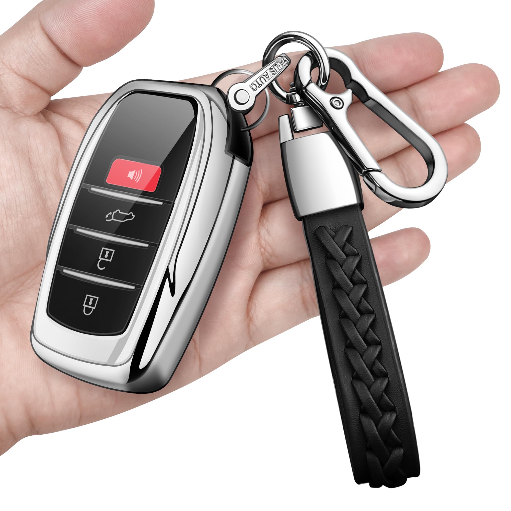Photo 1 of **DIFFERENT COLOR**
Autophone Key Fob Cover with keychain Compatible with Toyota 2025-2026 Camry 4Runner,2021-2026 Venza,Sienna, 2019-2026 Land Cruiser,Fortuner,Mirai, 2023-2026 Highlander,Prius,Corolla (Silver)