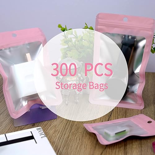 Miniatura 6 de Paquete de 300 bolsas holográficas de Mylar resellables de 3 tamaños, bolsas de almacenamiento de alimentos, a prueba de olores, con bolsa de