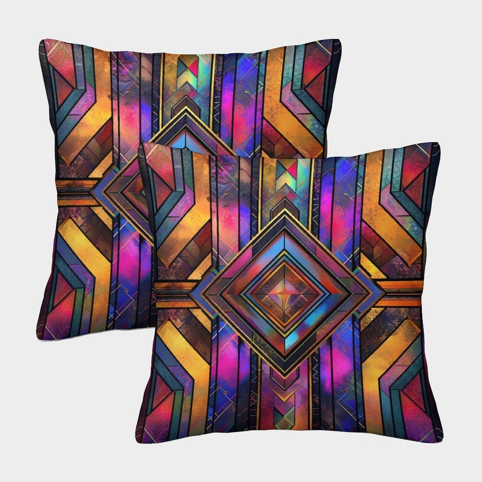 kaiyun 2 Pack 3D Geometric Pattern, Colorful Cushion 3D Soft Touch Pillowcase,sofa Chair Home Furnishings 40x40cm