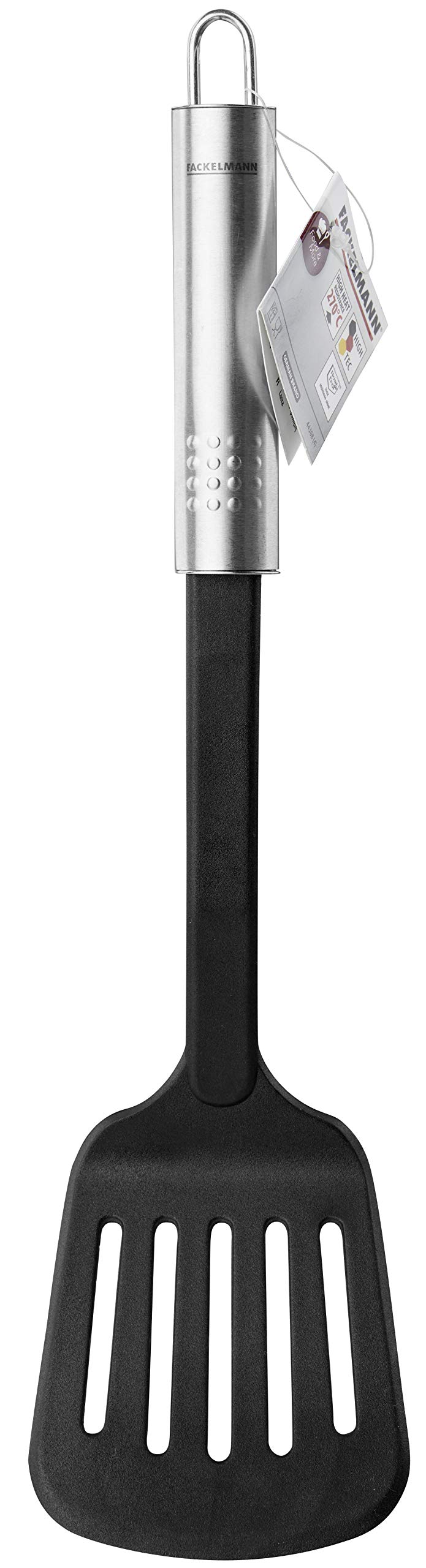 Fackelmann SENSE Cuillère De Service 31 Cm Avec Manche En Plastique Antidérapant Soft Touch Pour Casseroles Et Casseroles (couleur Argent/noir