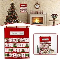 Vista 5 de Calendario de Adviento de Navidad con 24 bolsillos, bolsa para colgar en la pared, decoración de Navidad, bolsa de almacenamiento de dulces