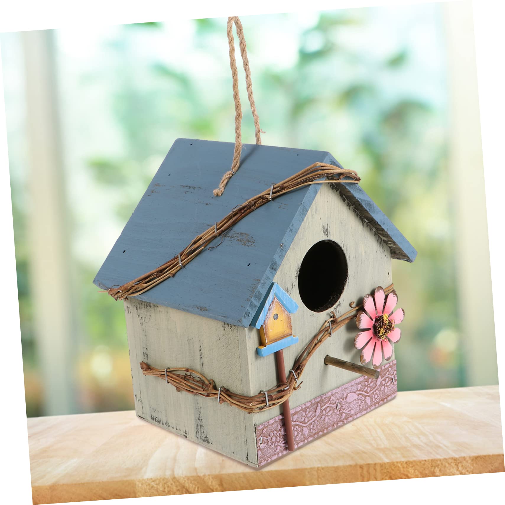 Hängendes Nistkasten für Vögel Papageien und Vogelhaus Wildvögel mit Grünem Design Naturbelassener Gartendeko Garten für Terrasse