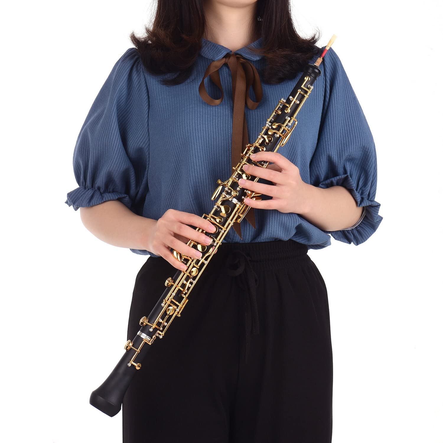 Strumento Oboe Strumento Placcato in Stile Semi-Automatico per Tasti Tasti a Oboe C Professionale Strumento di Legno Principiante di Oboe (Color : Gold)