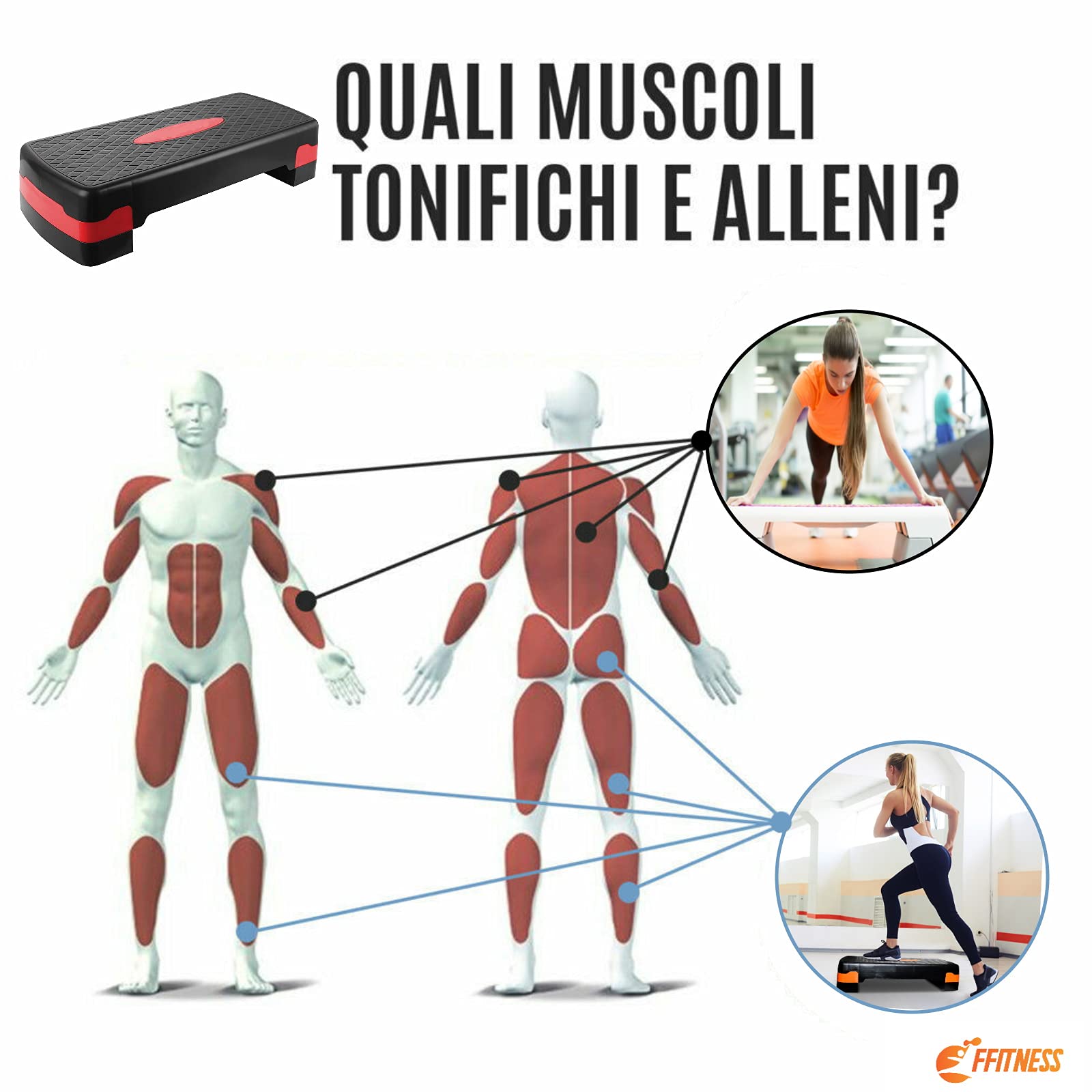 Stepper Regolabile in Altezza per Fitness Aerobica, Piattaforma per Esercizi a Casa e Palestra