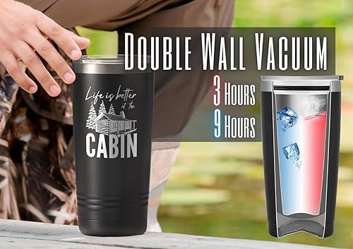 Miniatura 5 de Onebttl Regalos para propietarios de cabaña, regalos de cabaña para hombres, taza Life is Better at the Cabin Cup de 20 onzas, regalo para amantes
