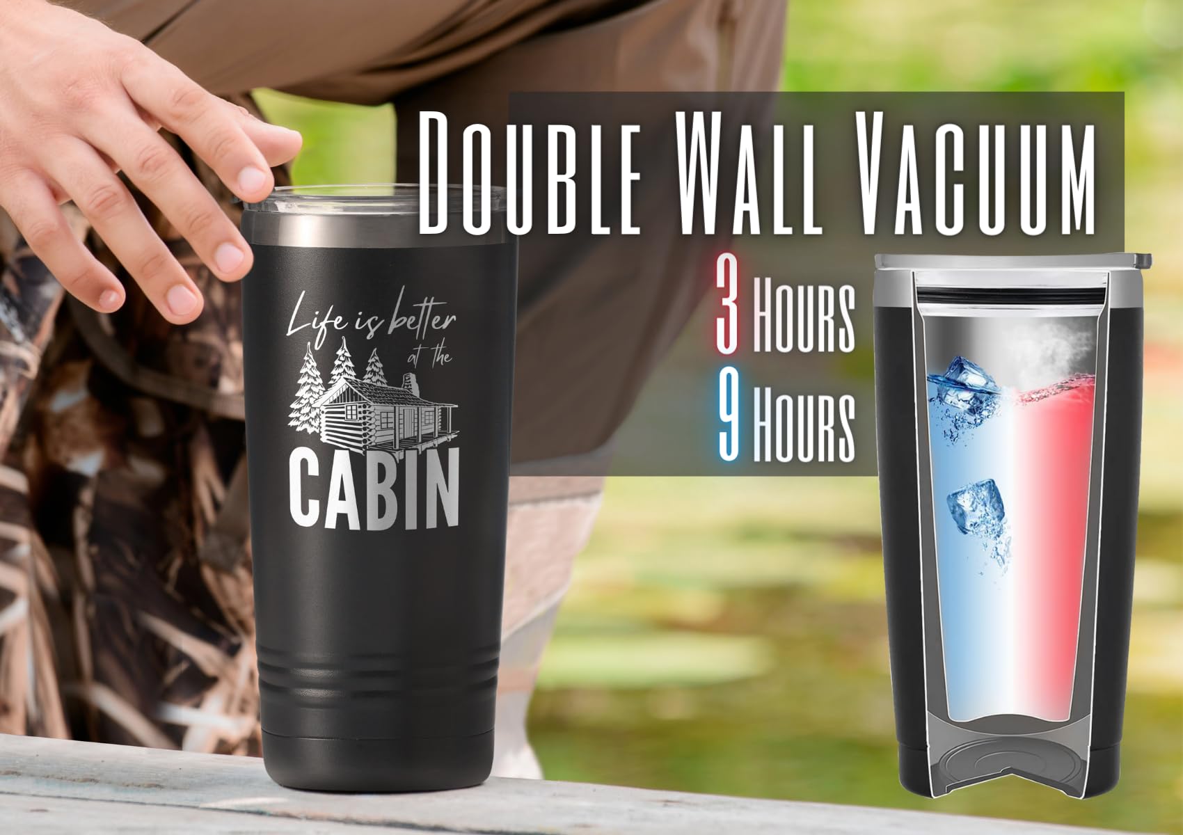 Onebttl Gifts for Cabin Owners, Cabin Gifts for Men, Life is Better at the Cabin Cup, 20oz Cabin Lover Gifts Stainless Steel Tumbler Cup with Lid, Double Wall Vacuum Insulated Travel Coffee Mug