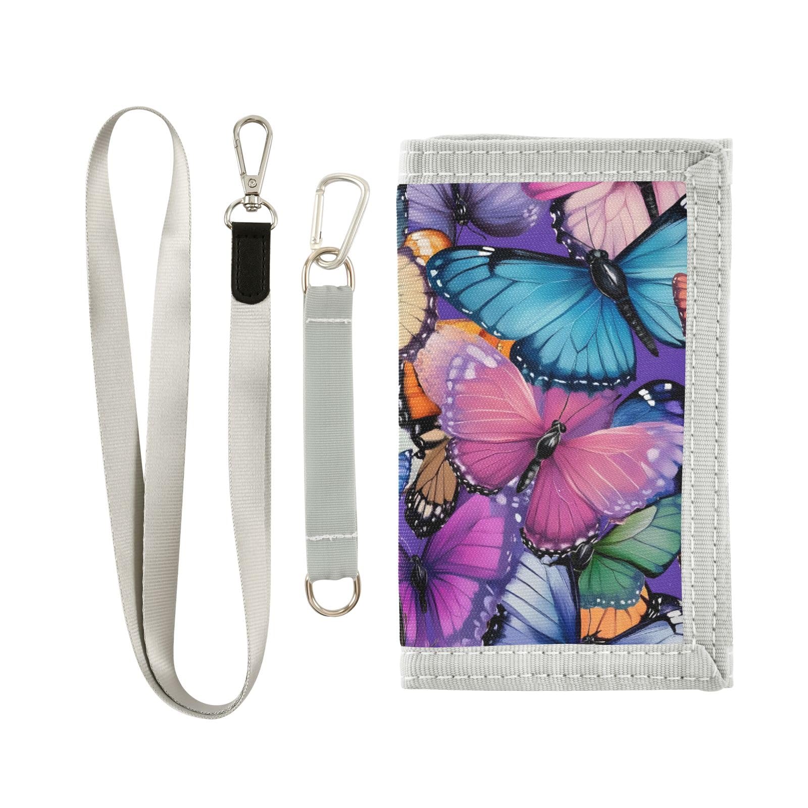 ALAZA Kids Wallets for Boys Girls Toddler Trifold Wallet Children Small Cute Butterfly Pattern with Zipper Coin Pocket