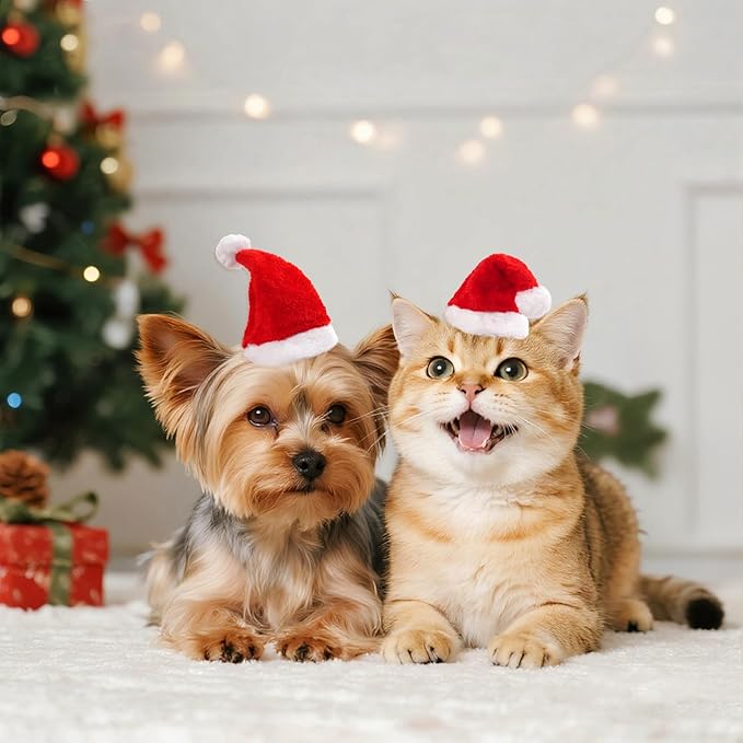 Gorro de Santa para Perro Pequeño, 8 Piezas, Suave, Navideño miniatura 8