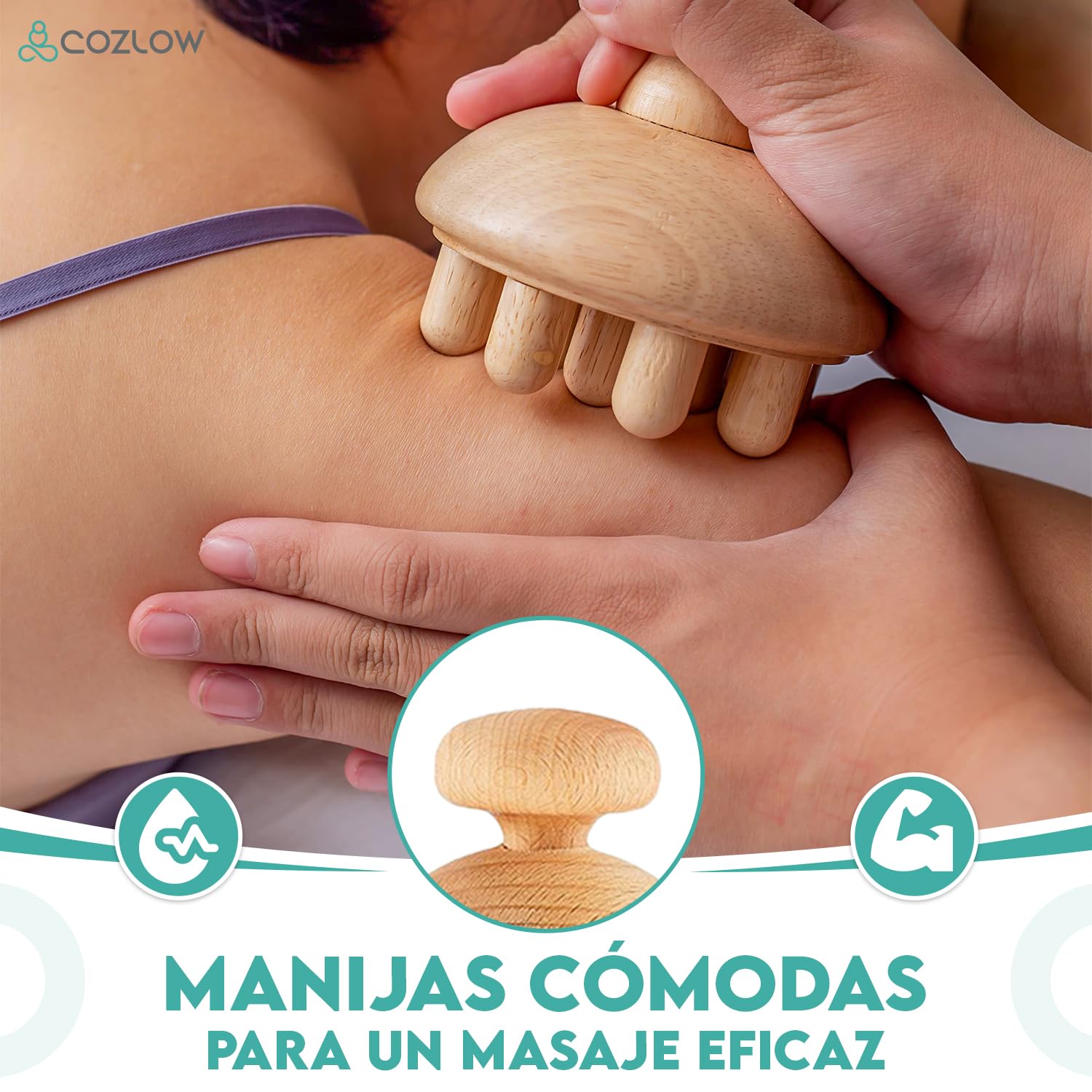 Herramientas de masaje de terapia de madera 6 en 1 - Kit profesional de Maderoterapia para moldear y esculpir el cuerpo - Rodillo de masaje de drenaje linfático - por Cozlow