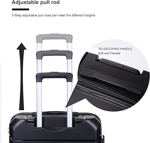 Vista 4 de Juego de equipaje, maletas rígidas expandibles de 24 pulgadas28 pulgadas, 20 pulgadas, juego de 3 piezas de equipaje de viaje con ruedas giratorias