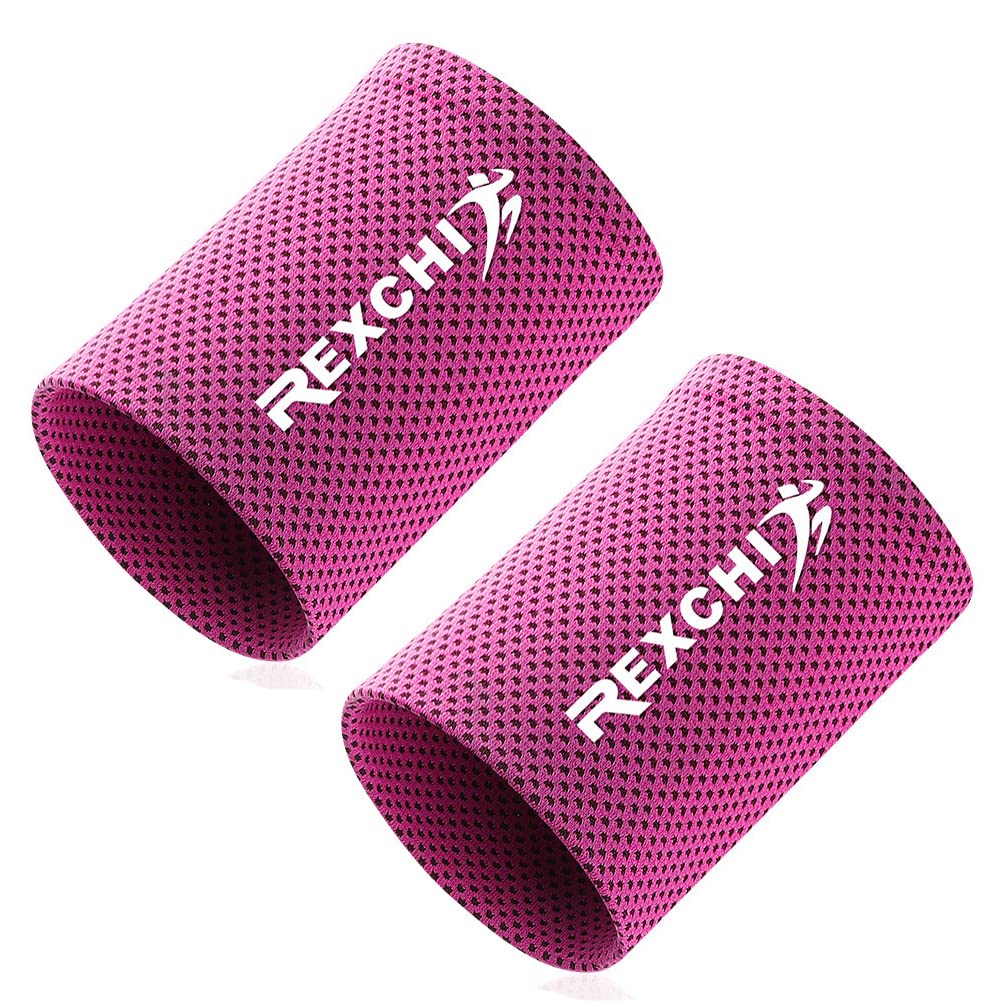 ETAVEL 2 Pack Cool Wristbands for Summer, Cooling Ice Bands, Cooling Bands, Sweat Wipes, Unisex, Cool, Exercise, Running, Sports, S, Pink