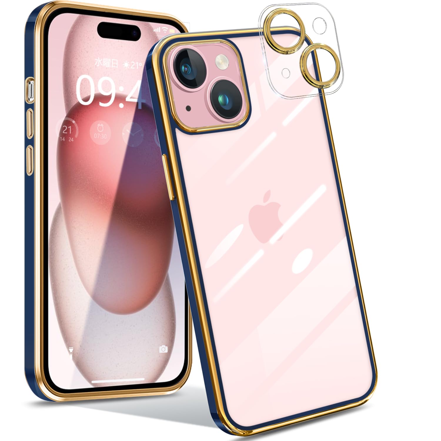 kakabote iPhone 15 用 ケース クリア tpu PC背面 薄型 耐衝撃 米国MIL