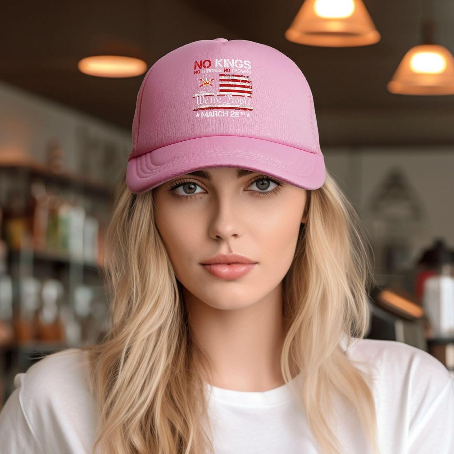 No King Protest March 28 2026 No King Day Hats Mesh Baseball Cap Golf Hat Trucker Hats for Men/Women image 5