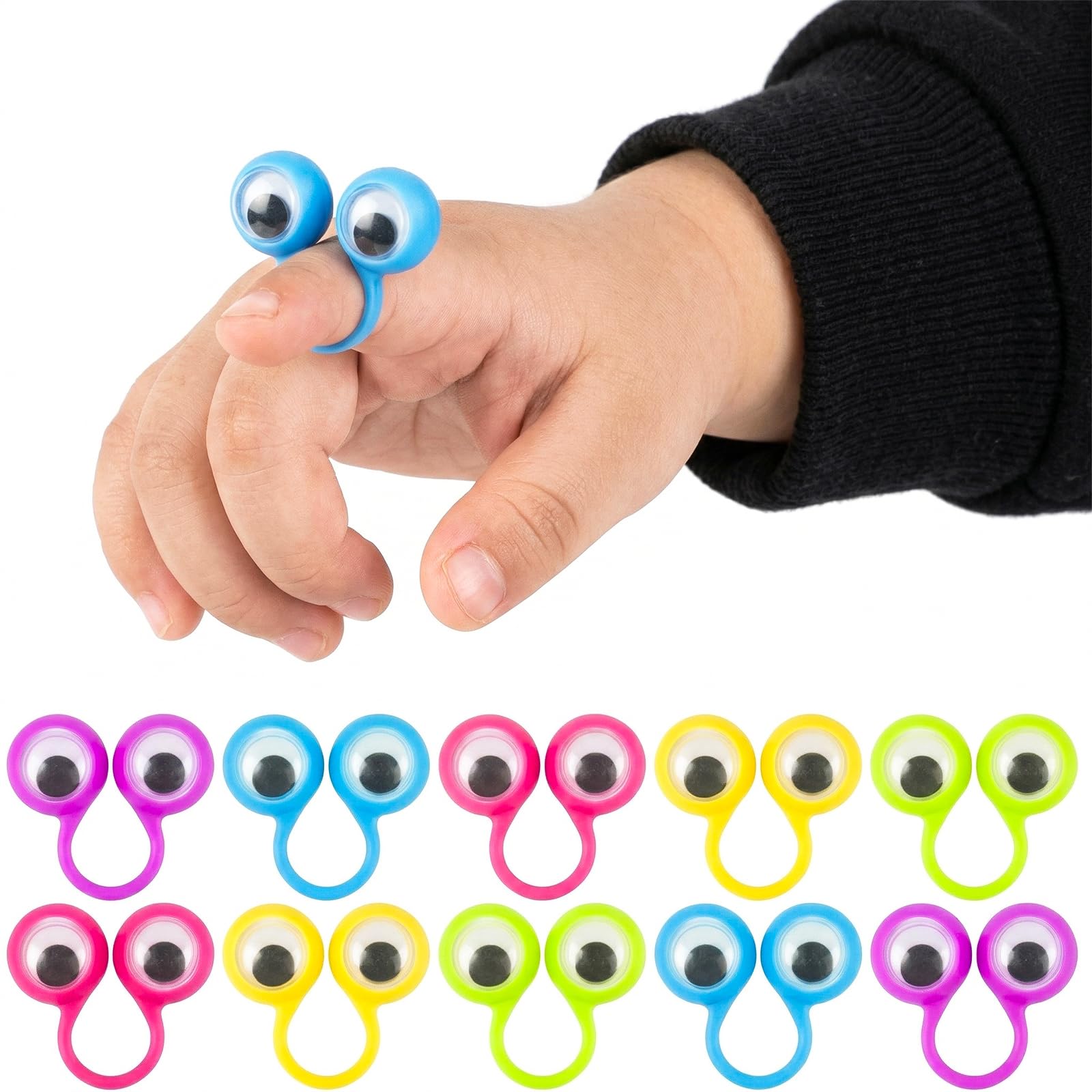 3 Otters Finger Puppets for Party Favors, Googly Eye On Rings for Kids Rave Trinkets Party Favors School Prizes Goodie Bag Stuffers