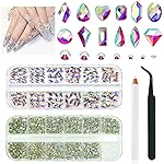 qiipii 4080Pcs Crystal AB Nail Rhinestones 1.5-4mm More Quantity Glass Iridescent Flatback Gems for Nails Round Beads Stones Diamonds jewels Nail Art Charms for Nails Face Eyes Makeup Tumblers Crafts