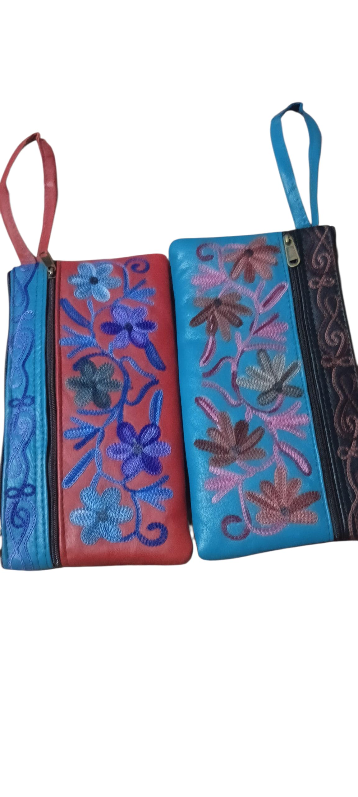 Kashmiri Handmade Embroided 3-Zipper Pouch | Clutch |Purse | Wallet (Combo of 2 Colours), Multicolor-picture-21