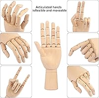 Vista 3 de Modelo de mano de madera, 2 piezas, 7 pulgadas, mano izquierda y derecha, figura de maniquí con para exhibición de joyas a mano, decoración