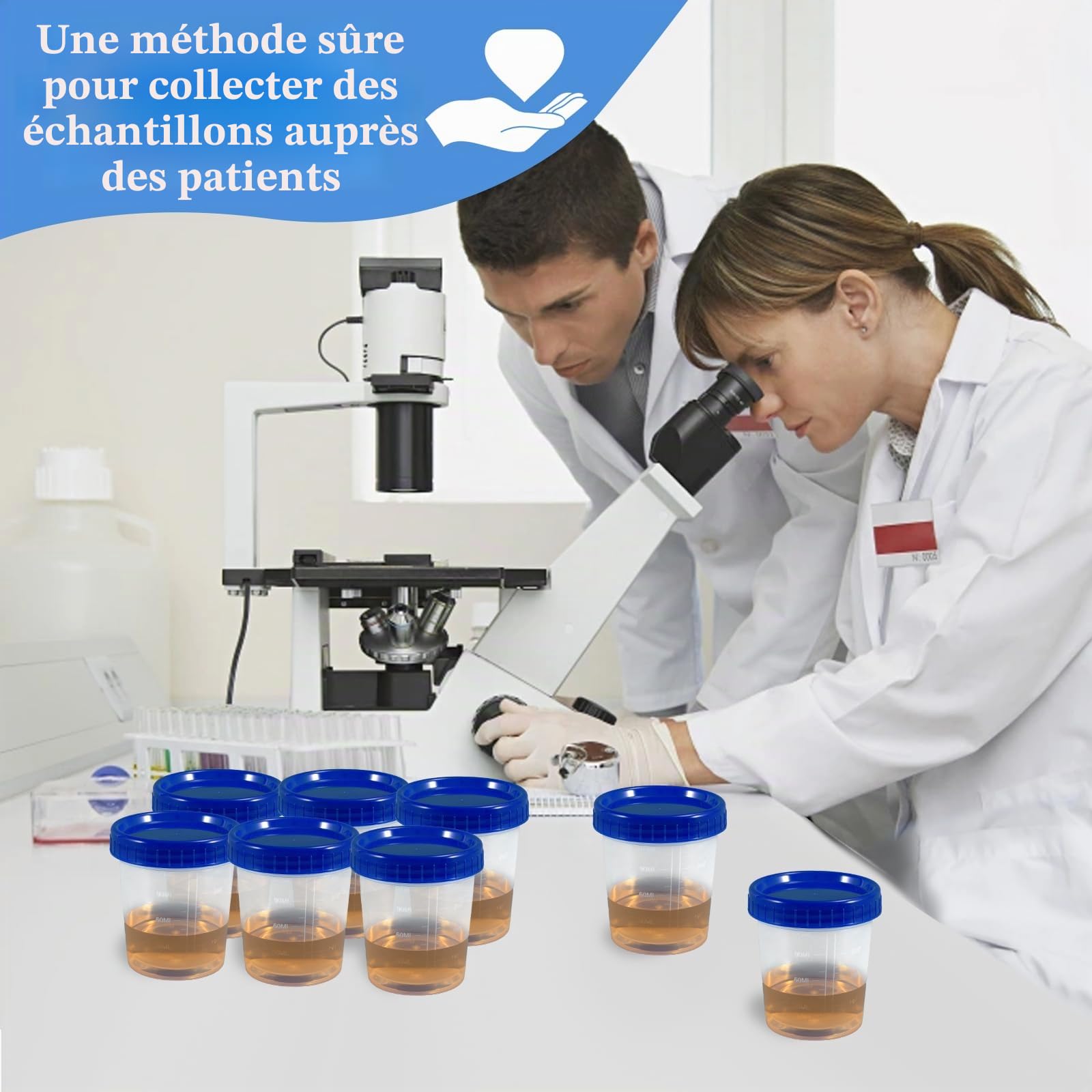 Lot de 25 flacons d'échantillons d'urine de 120 ml avec couvercle à visser – Gobelets étanches pour tests médicaux, visites chez les médecins et analyses en laboratoire, pots de test