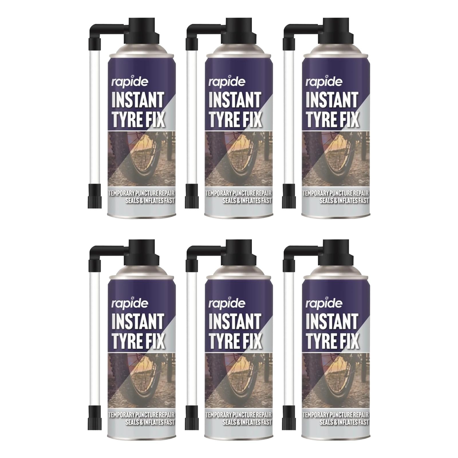 PNJB, Emergency Tyre Repair 200ml for Bikes (Bicycle), Subsequent Tire Repair, Rapid Remedy for Punctures Without Dismantling (6 Pack)