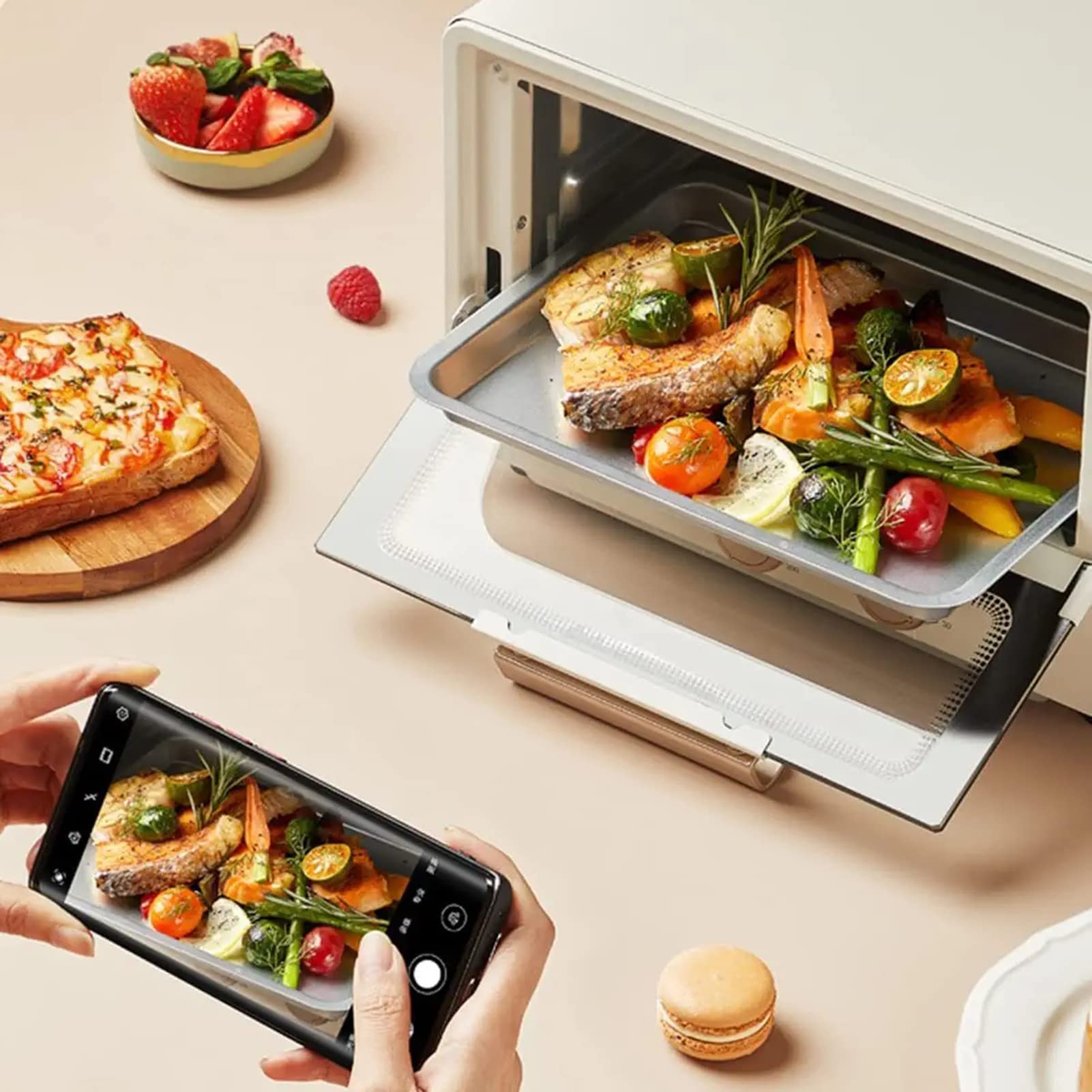 Mini piekarnik, elektryczny piekarnik stołowy, regulowana temperatura, wielofunkcyjny piekarnik elektryczny, kompaktowy piekarnik z timerem do grillowania, łatwy do czyszczenia