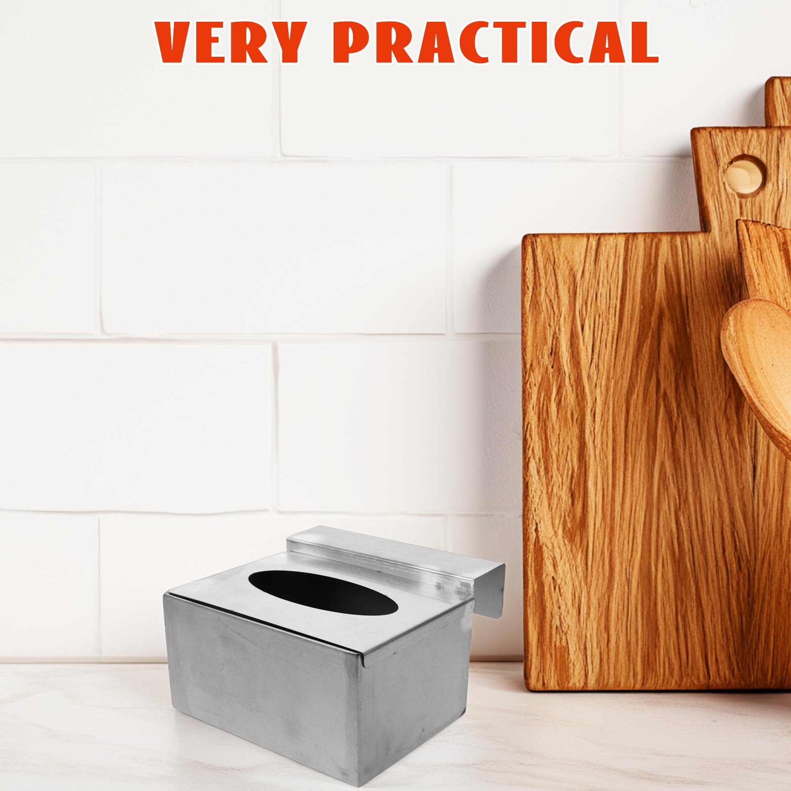 Soporte de Pared en Acero Inoxidable para Caja de Guantes de Diseño Ahorrador de Espacio Color Plata para Hospital y Cocina