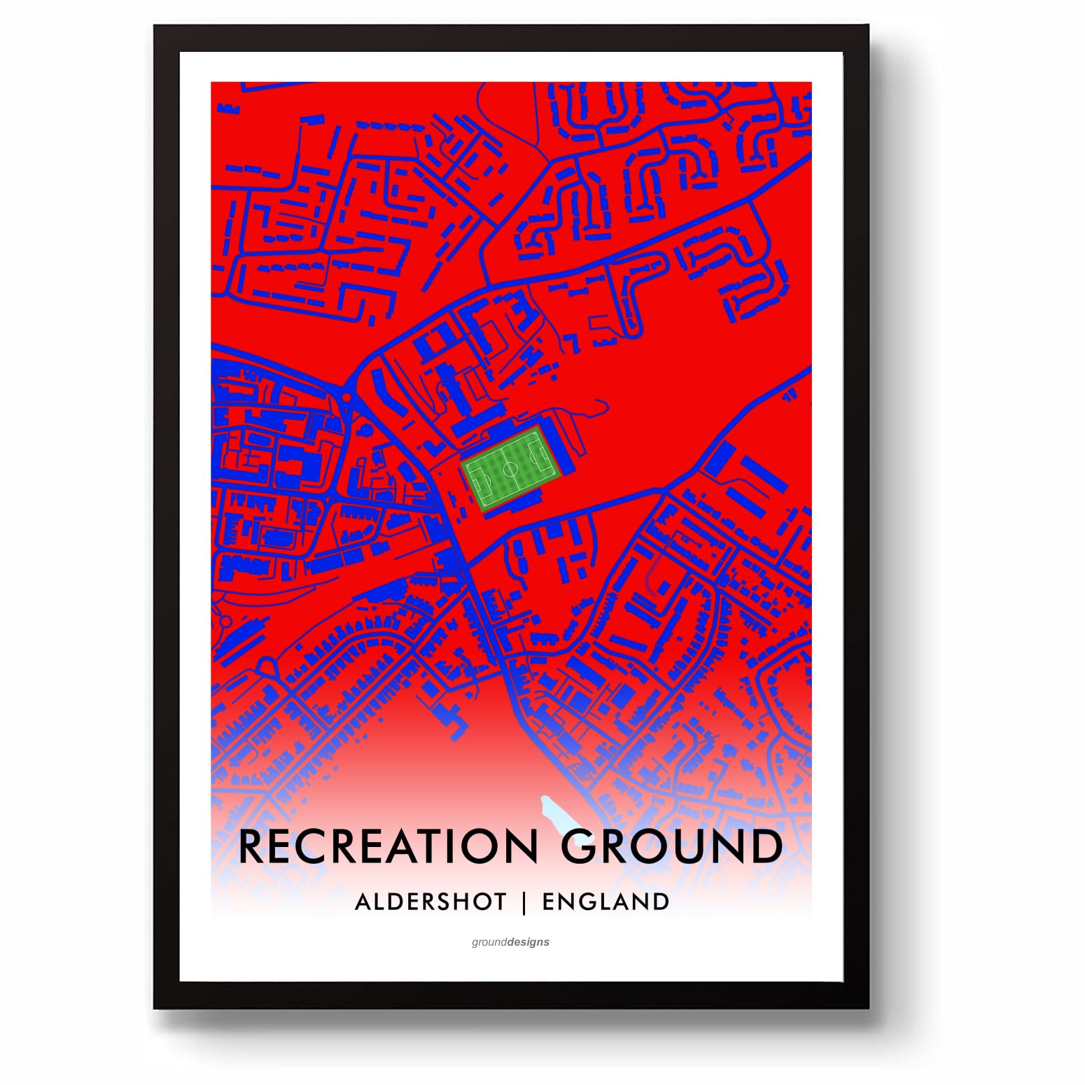 GroundDesigns ALDERSHOT TOWN FC Football Gift RECREATION GROUND Stadium Art Map Unframed A3 Print
