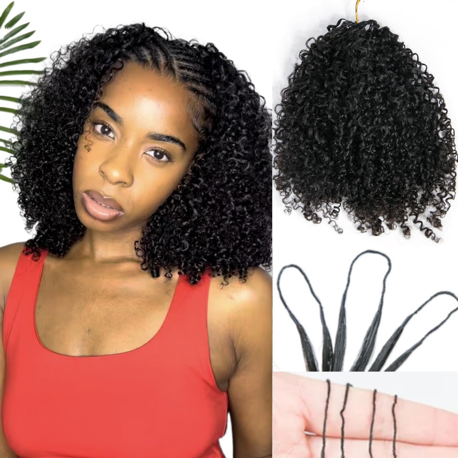 Feather Crochet Hair Extensions Afro Kinky Curly Pre Looped Crochet Human Hair Curly For Black Women Pre Separated Knotless Crochet Hair 16Inch 60g
