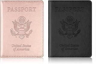 Passport Holder Passport Holder 2 Pack Passport and Vaccine Card Holder Combo, Passport Holder with Vaccine Card Slot, PU Leather Passport Cover Case for Women Men (Black & Pink)