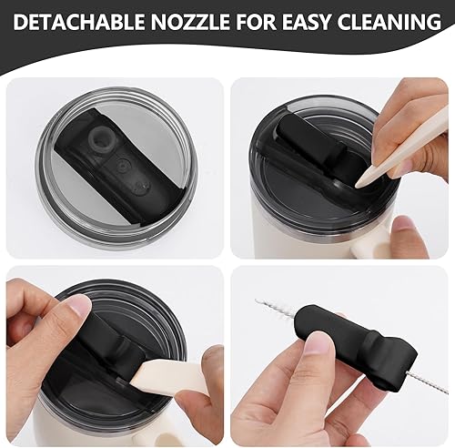 Miniatura 6 de Vaso de repuesto a prueba de fugas con popote, apto para Stanley ProTour Quencher y Quencher H2.0 vaso de 20 onzas, 30 onzas (2 negro, 20 onzas y 30