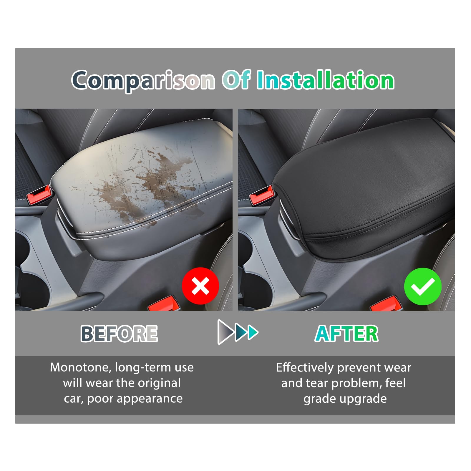 GAFAT Pokrowce na podłokietniki kompatybilne z Nissan Qashqai J12 e-Power 2022-2025 2026, pokrowiec na środkowy podłokietnik, pokrowiec na środkową konsolę, ochrona podłokietnika ze skórzaną tapicerką