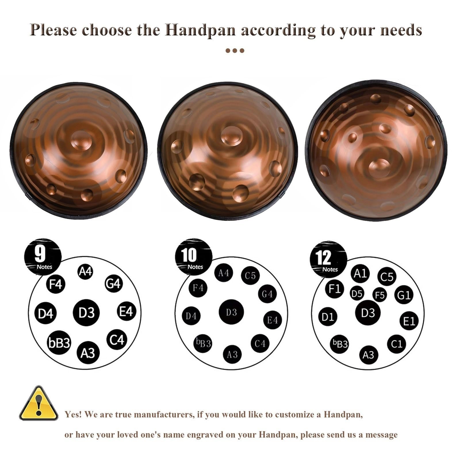 Amazon | 432HZ ハンドパン スチール楽器 Dマイナー 12音ハンド
