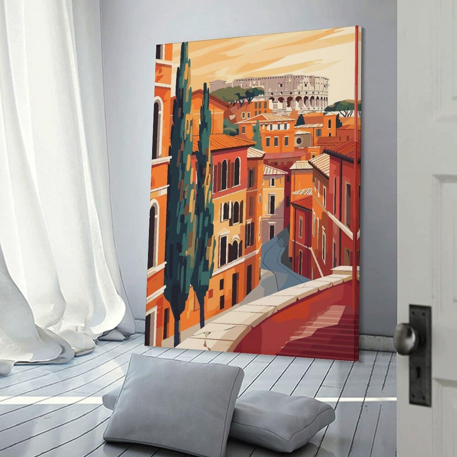 Junmoney Rome Italy Minimalist Canvas Wall Art, 20x30inch(50x75cm), for Entrance Walls, Hall Decor Or Foyers, Wall Decor to Refresh Empty Corners