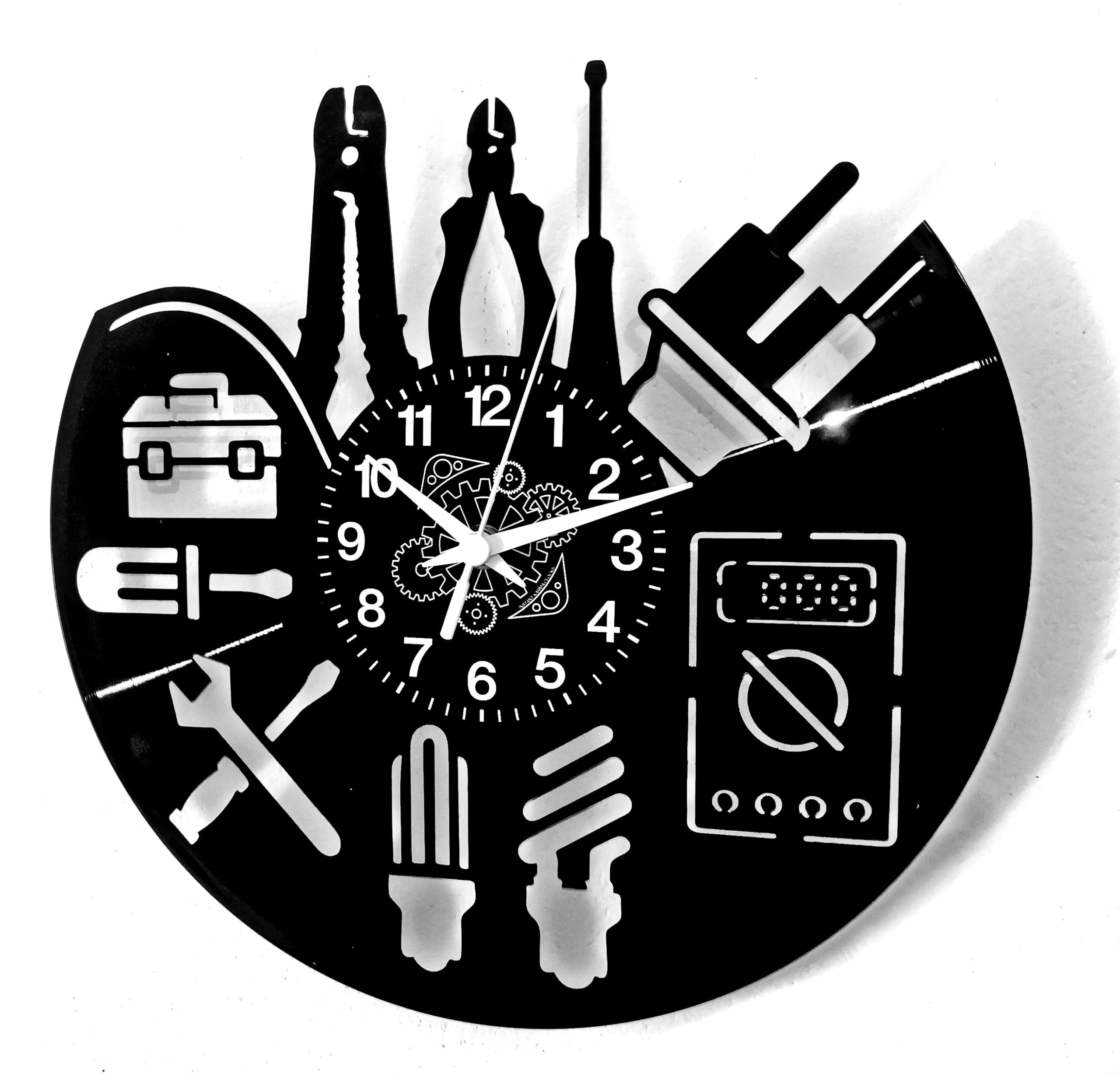 Instant Karma Clocks | Wall Clock | Electrician | Gift Idea | Furniture | Handmade | Hobbies | Home and Workshop Decoration, Vinyl, Black, 30cm