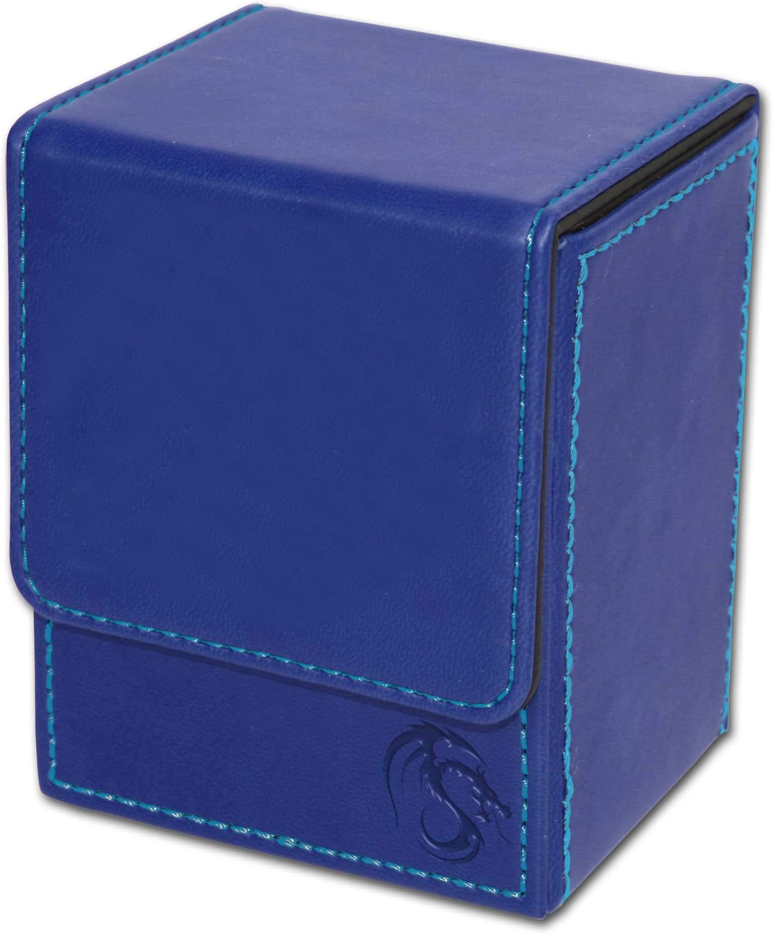 Deck Case LX | Holds 80 Sleeved Gaming Cards | Blue Leatherette with Blue Stitching | Magnetic Closure | Durable Card Storage for Magic, Pokémon, Star Wars, and More