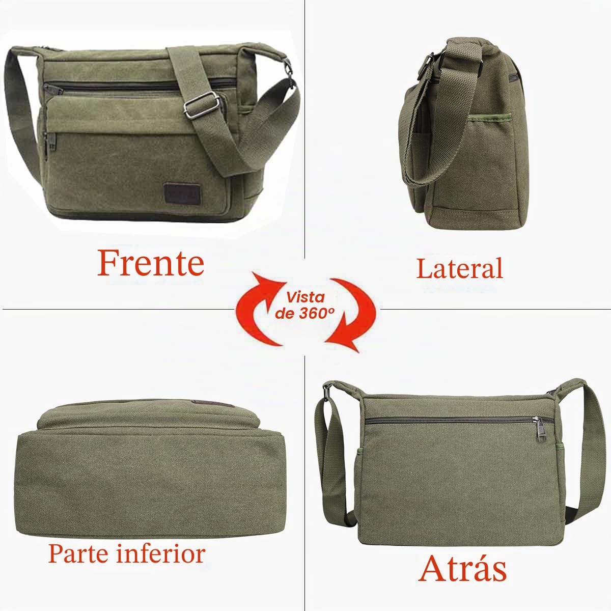 JAKAGO Bolso bandolera de lona de 13 pulgadas, con múltiples bolsillos para hombre, casual, ligero, para pesca al aire libre, camping, senderismo, viajes, trabajo, uso diario