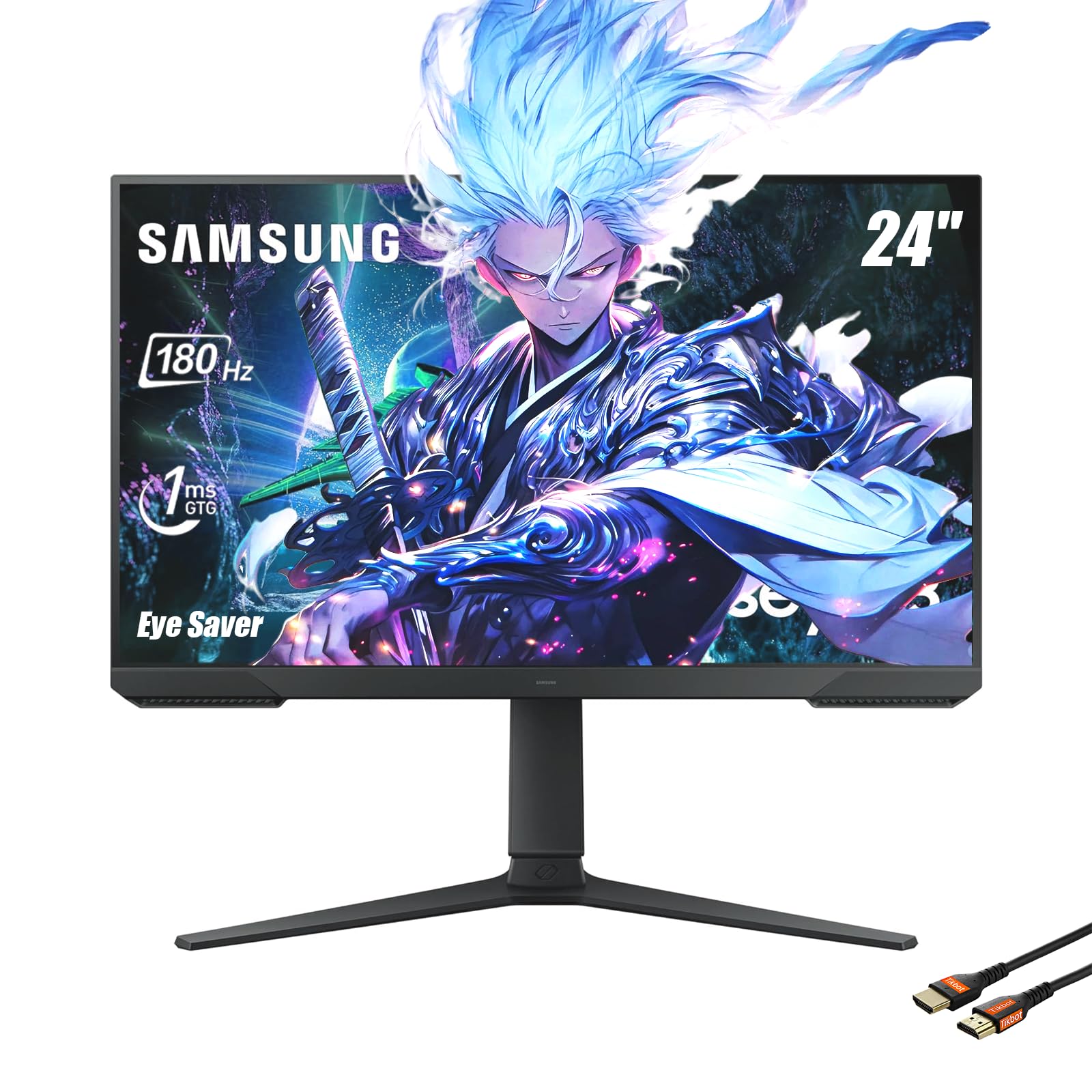Samsung 24-Inch Monitor |Odyssey Gaming Series | FHD 1ms 180Hz | AMD FreeSync | Eye Saver Mode | Adjustable Stand | Black Equalizer | Virtual Aim Point | Flicker-Free