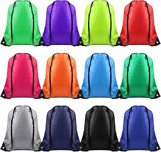 12 Pack Drawstring Bags String Backpack Bulk Tote Sack Cinch Bag Sport Bags for Gym Traveling