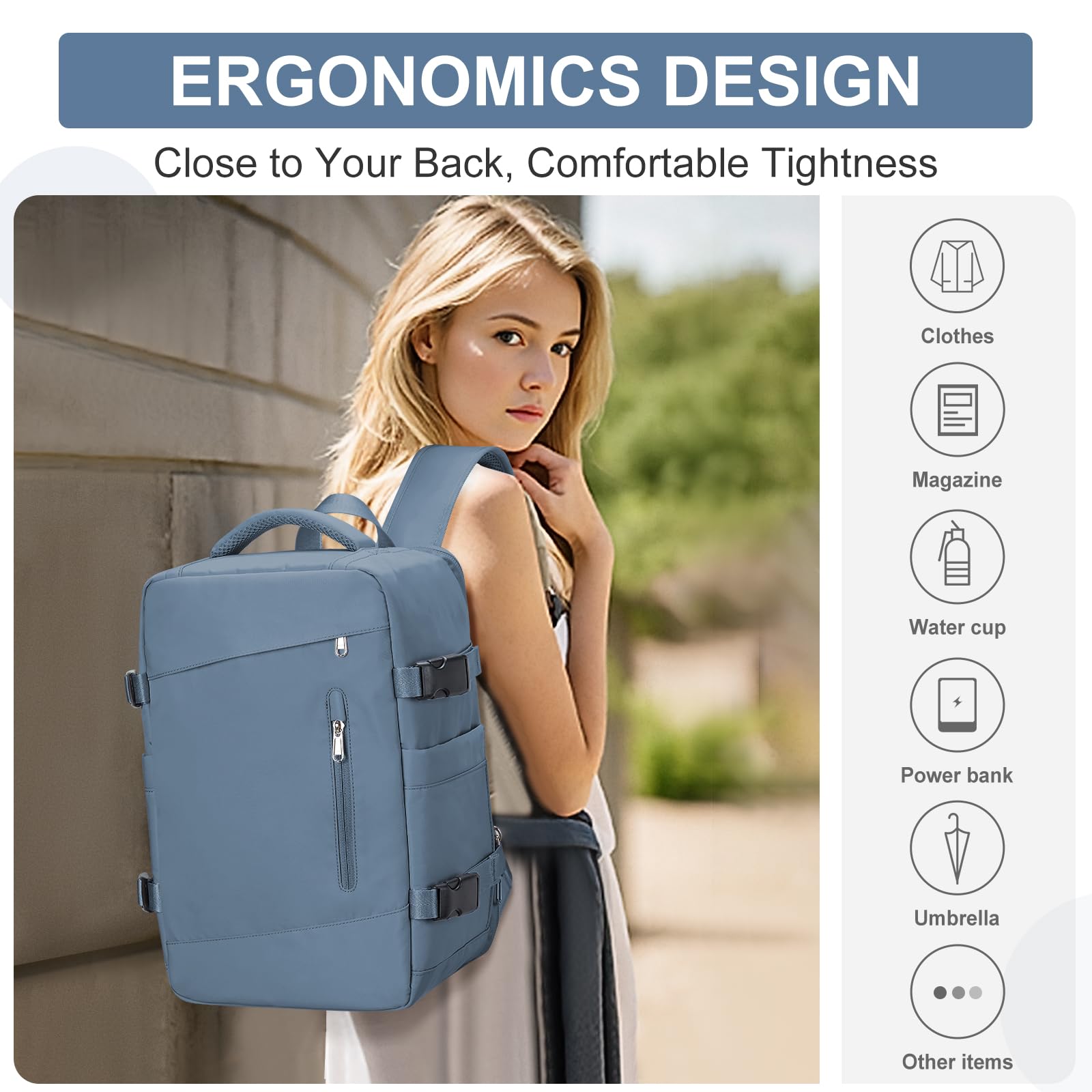 SZLX Borse da Cabina per Easyjet 45x36x20 Zaino da Viaggio aereo Bagaglio a Mano Zaino Ryanair 40x20x25 con porta USB zaino Borsa da Viaggio Impermeabile donna zaino per Computer Casual Daypack
