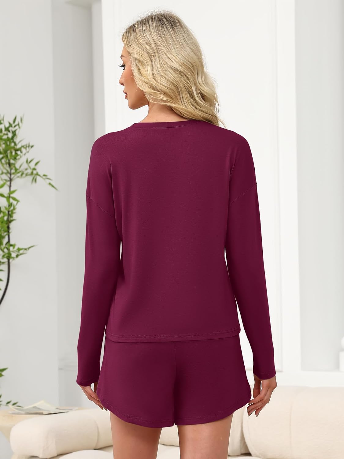 ANRABESS Womens Long Sleeve Pajama Sets 2025 Fall 2 Piece Outfits Lounge Matching Short Set Striped Pjs Loungewear Sleepwear - Image 5