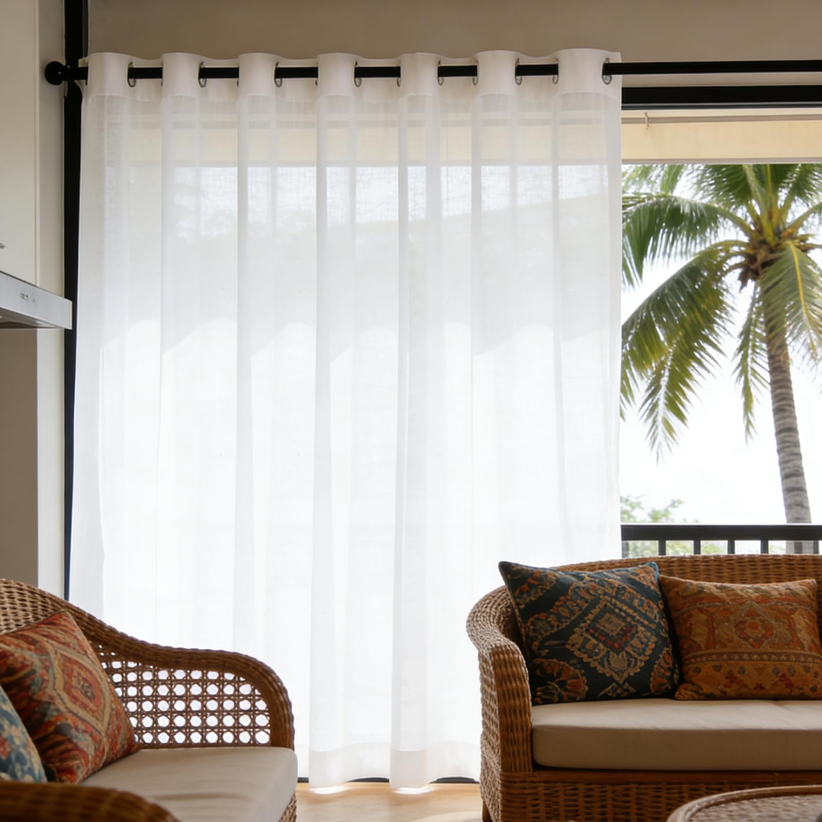 Amazon｜カーテン レース 100 x 145 cm 夜も透けない夏用遮熱断熱遮像