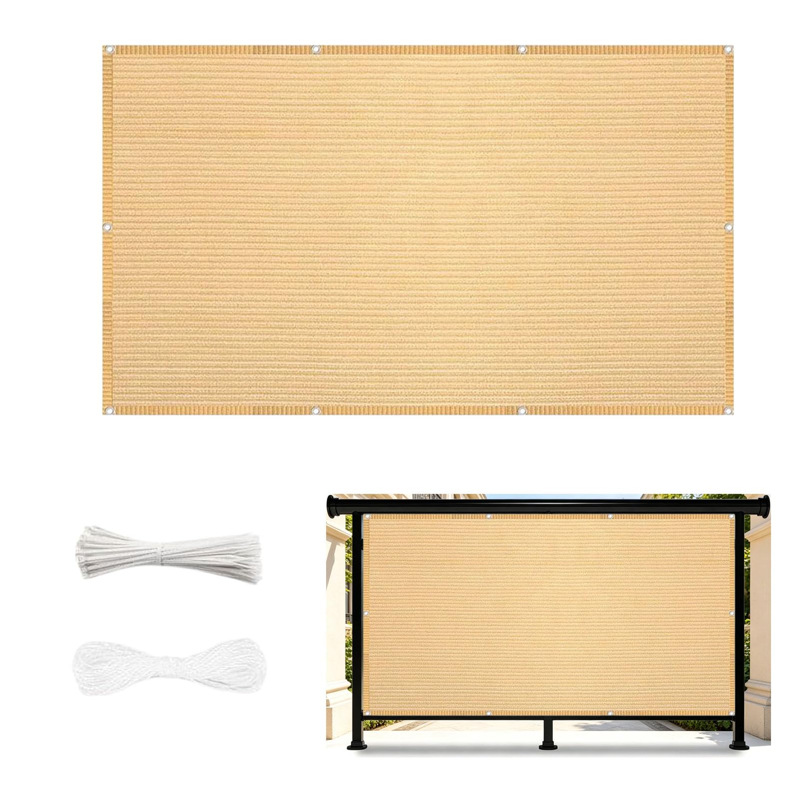 Brise-vue balcon crème 1x2,4m opaque et résistant au vent