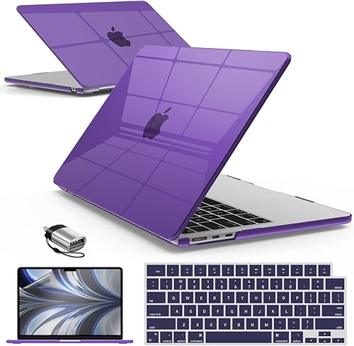 IBENZER Compatible con MacBook Air 2024 2023 2022 de 13 pulgadas M3 A3113 M2 A2681, carcasa rígida, cubierta de teclado, película de pantalla y