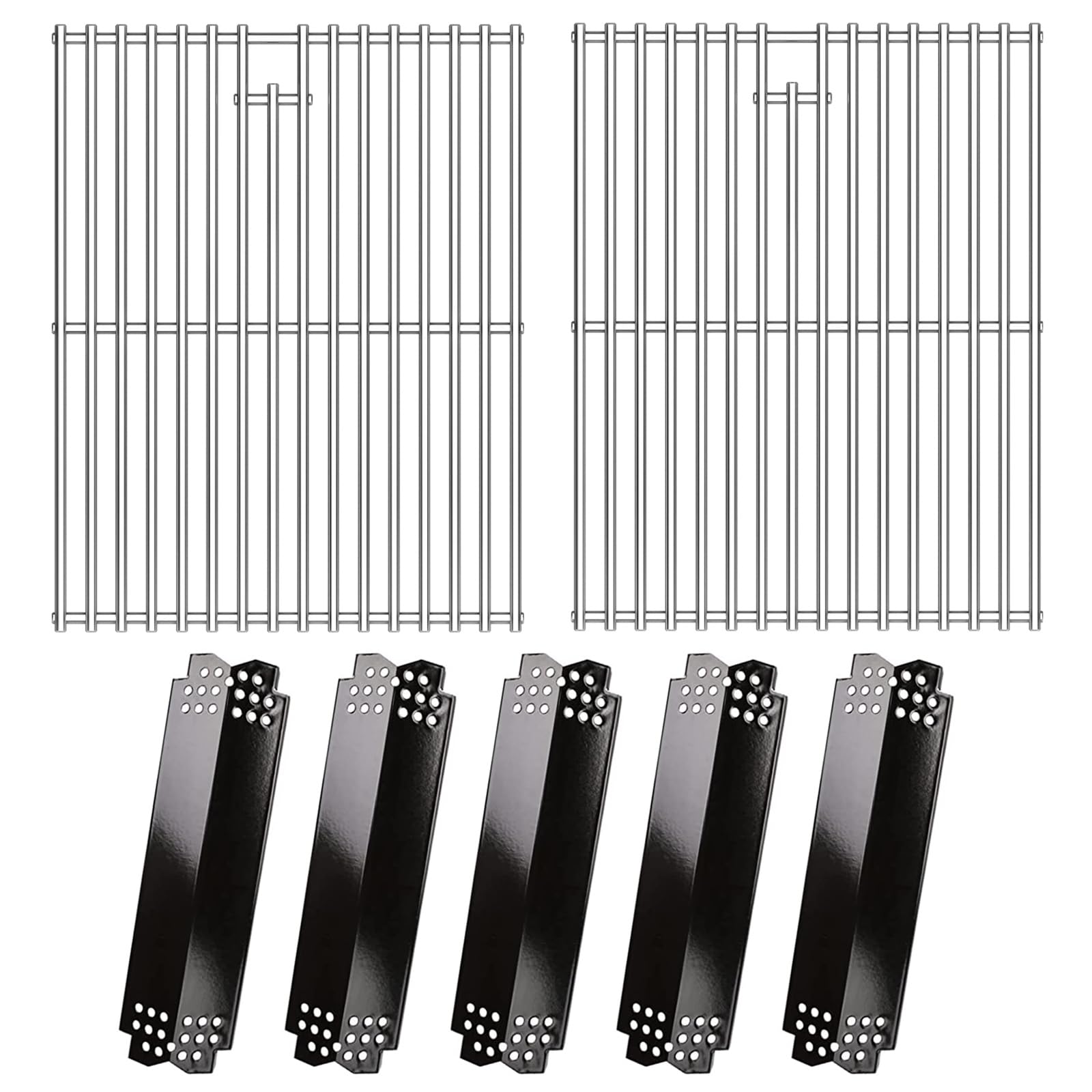 Photo 1 of Hisencn Grill Parts for Home Depot Nexgrill 4 Burner 720-0830H, 5 Burner 720-0888N, 720-0888 Grill, Porcelain Steel Heat Plates, Stainless Steel Grill Grates, Replacement Parts for Nexgrill 5 Burner