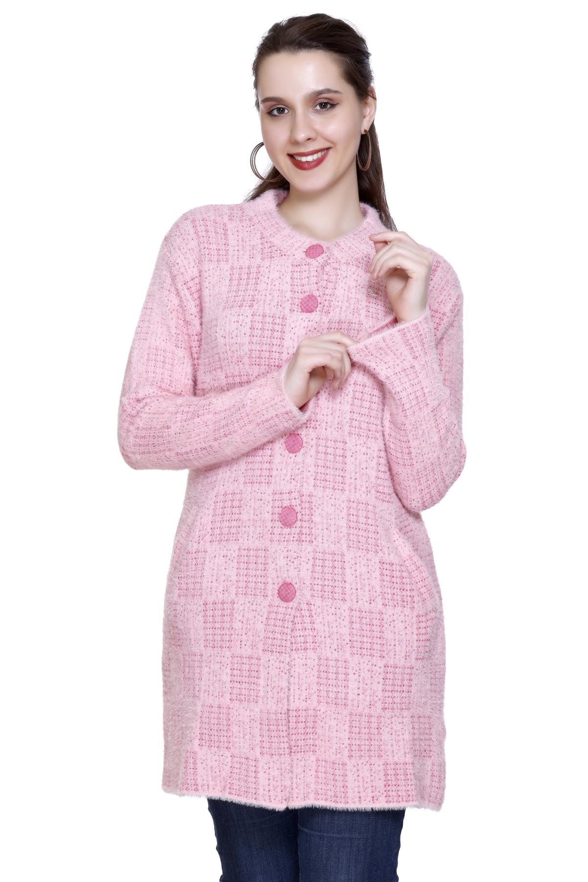 chatanya Premium Women's Buttoned Pure Woollen Knitted Cardigan/Sweaters-picture-2