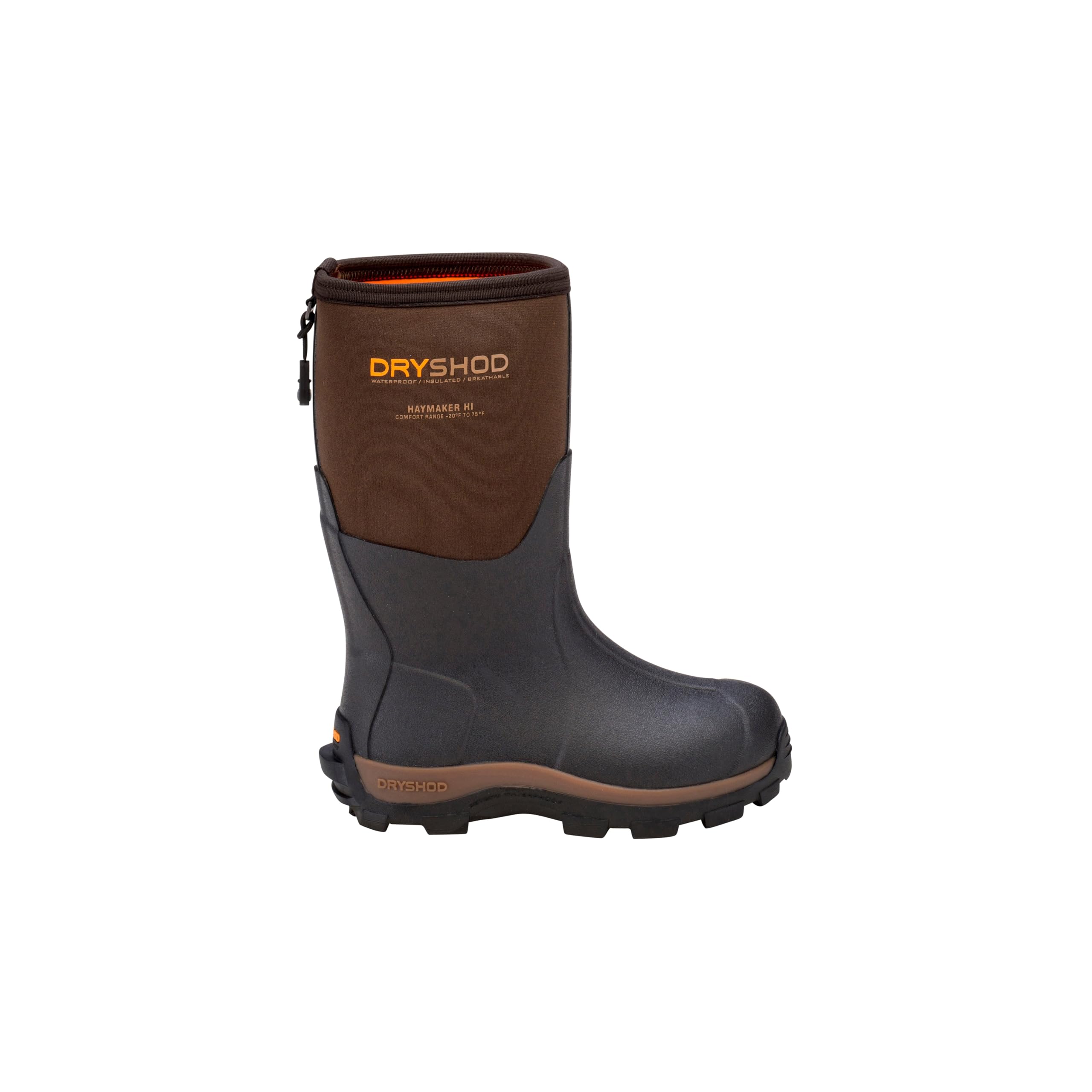 Dryshod Kids Haymaker Farm Boots | Rubber | Waterproof | Brown | Pull On | HAY-KD-BR